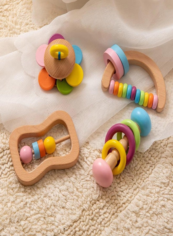 CURVEAR Wooden Baby Rattle Toys 100% Non Toxic Wooden Toys Soft & Safe Sensory Toys for Newborns & Infants BPA-Free, Easy to Hold, Developmental Teething Toys Handcrafted Baby Toys for 0 to 6 Month. - Image 3